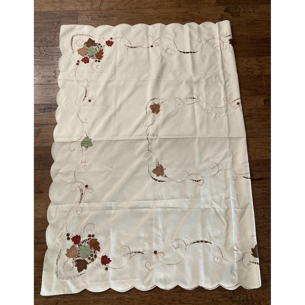 Vtg 82X60 Fall Maple Leaf Tablecloth Table Linens Cover Thanksgiving Sam Hedaya